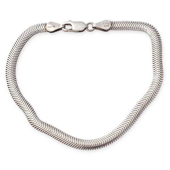 Vintage Italian Sterling Silver Snake Chain Bracelet Unisex Signed KA 925 Italy - Picture 1 of 3